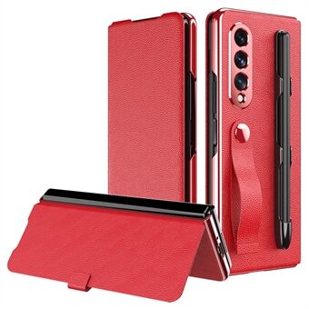 Litchi Texture PU-skinn + PC-veske Stand Design Automatisk magnetisk deksel med pennespor for Samsung Galaxy Z Fold3 5G