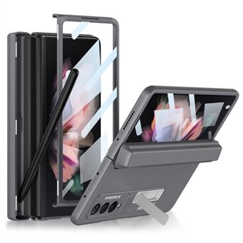 GKK Hard PC-telefondekselveske for Samsung Galaxy Z Fold3 5G, Kickstand Design sammenleggbart telefondeksel med herdet glassfilm og pennespor