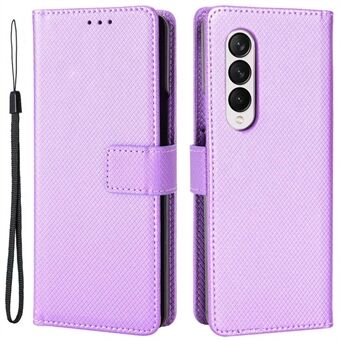 For Samsung Galaxy Z Fold3 5G PU Leather Diamond Texture Case Telefondeksel med Stand