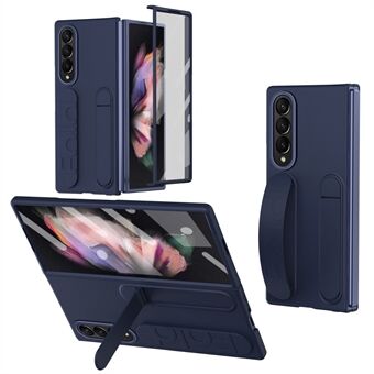 For Samsung Galaxy Z Fold3 5G Etui Støtteben Håndleddsstropp PC Telefon-deksel med Herdet Glassfilm