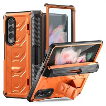 For Samsung Galaxy Z Fold3 5G SM-F9260 Rugged Series Penneholder Hengsel Telefonveske Drop-sikker Kickstand TPU + PC-deksel