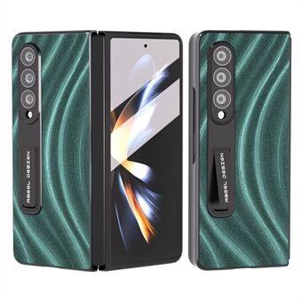 ABEEL Milky Way Series for Samsung Galaxy Z Fold3 5G PU-skinn+PC-telefonveske Kickstand Beskyttende deksel med herdet glassfilm