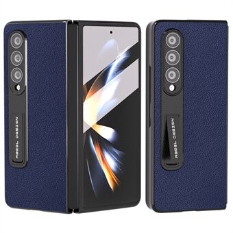 ABEEL For Samsung Galaxy Z Fold3 5G Kuskinn + PC-telefonveske Kickstand Beskyttende skall med herdet glassfilm