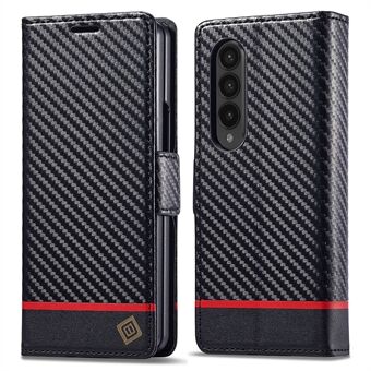 LC.IMEEKE For Samsung Galaxy Z Fold3 5G Carbon Fiber Texture Telefon Skinnveske Stand