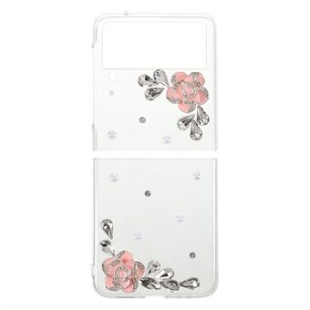 Sommerfugler Flower Sticking Diamond Decor Anti-Fall Hard PC-beskyttende telefondeksel for Samsung Galaxy Z Flip3 5G