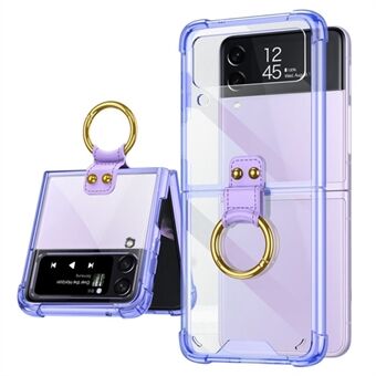 GKK Four Corners Drop-proof Hard PC-flippende telefonveske med Ring Stativ for Samsung Galaxy Z Flip3 5G