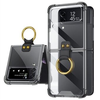 GKK Four Corners Drop-proof Hard PC Flip-telefonveske med Ring Stativ for Samsung Galaxy Z Flip3 5G