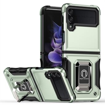 For Samsung Galaxy Z Flip3 5G Ring Holder Kickstand Hard PC + Myk TPU Dual Layer Protection Hybrid telefonveske