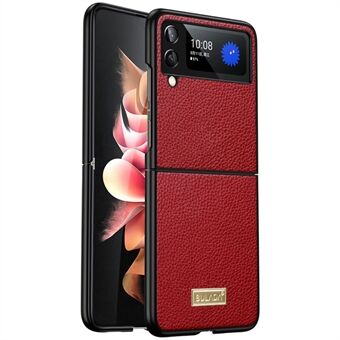 SULADA For Samsung Galaxy Z Flip3 5G Litchi Texture Folding Telefondeksel PU-skinnbelegg PC TPU-bunndeksel