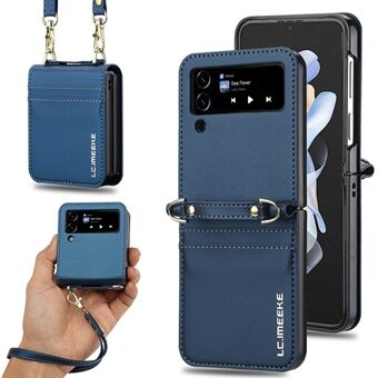 LC.IMEEKE L1 for Samsung Galaxy Z Flip3 5G Etui Lær+PC Telefondeksel med Stropper Kortspor