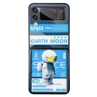 For Samsung Galaxy Z Flip3 5G Astronaut Pattern Folding Telefonveske Glass+PC Anti-slipp bakdeksel