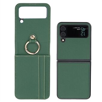 Cross Texture Magnetic Phone Case for Samsung Galaxy Z Flip3 5G , kortspordesign slankt PU-skinn+PC-telefondeksel