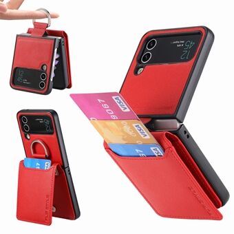 For Samsung Galaxy Z Flip3 5G PU-skinn + PC-telefonveske Kortholder Kickstand-deksel