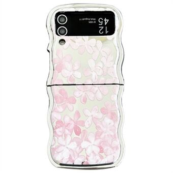 For Samsung Galaxy Z Flip3 5G-dekselet med blomstermønster, elektroplatering, bølget kant og mykt TPU-telefondeksel.