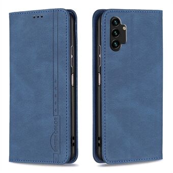 BINFEN COLOR BF08 PU Leather Flip Folio-veske for Samsung Galaxy A13 4G / A13 5G / A04 4G (164,4 x 76,3 x 9,1 mm), magnetisk absorpsjon RFID-blokkerende lommebokstativ Stand