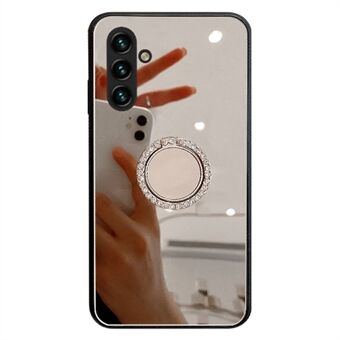 For Samsung Galaxy A13 5G Støtsikker anti- Scratch speil design deksel TPU + PC Hybrid telefonveske med metallplate Ring Stativ