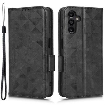 For Samsung Galaxy A13 5G / A04s 4G (164,7 x 76,7 x 9,1 mm) Anti-drop Folio Flip-telefonveske Trekantmønster påtrykt Stand PU-skinn telefonskall med stropp - svart