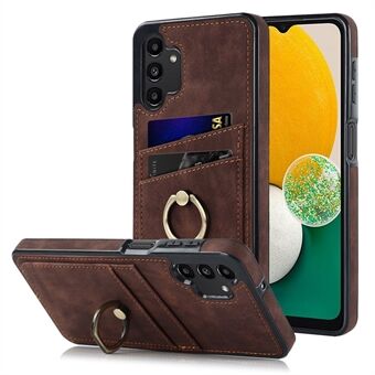 For Samsung Galaxy A13 4G / 5G Retro PU-skinnbelagt TPU-veske Ring Kickstand Telefondeksel med kortholder