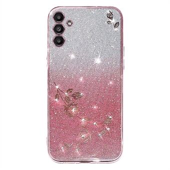 Telefondeksel for Samsung Galaxy A13 5G, Gradient Glitter Powder Rhinestone Flower Protective Case