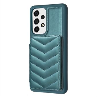 BF26 For Samsung Galaxy A13 5G / 4G Magnetisk Snap Button Phone Deksel Kickstand TPU+PU Lær telefonskall med kortholder