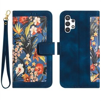 For Samsung Galaxy A13 4G / 5G-kortspor Stand PU-skinn blomstermønster utskriftsdeksel