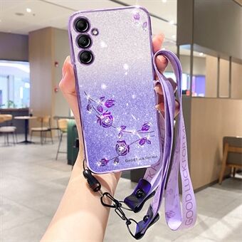 KADEM for Samsung Galaxy A13 5G / A04s 4G-etui Blanke rhinestone-dekorerte telefondeksel med stropp.