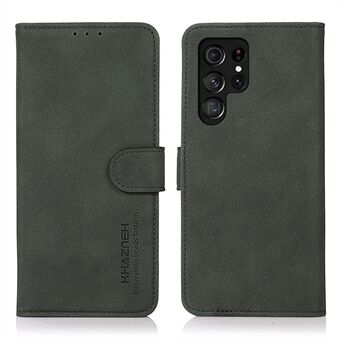 KHAZNEH Magnetisk lukking Støtsikker PU-skinn lommebokdeksel Stand Design Telefonveske for Samsung Galaxy S22 Ultra 5G - Grønn