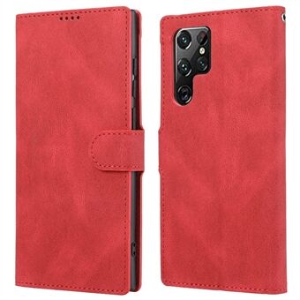 Klassisk stil PU-skinn magnetisk flip folio-etui lommebokstativ fallbeskyttelsesdeksel for Samsung Galaxy S22 Ultra 5G