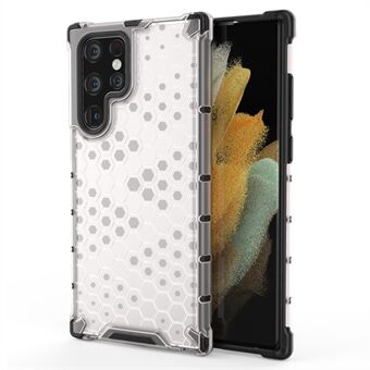 Honeycomb Pattern TPU + PC Hybrid Phone Cover Støtsikkert beskyttelsesdeksel for Samsung Galaxy S22 Ultra 5G