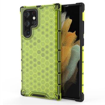 Honeycomb Pattern TPU + PC Hybrid Phone Cover Støtsikkert beskyttelsesdeksel for Samsung Galaxy S22 Ultra 5G