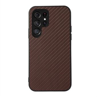 PU-skinnbelagt PC + TPU-karbonfibertekstur Støtsikkert telefondeksel for Samsung Galaxy S22 Ultra 5G