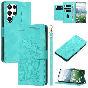 For Samsung Galaxy S22 Ultra 5G Etui Tulip Skinn Telefondeksel med 5 Kortlommer Lommebok