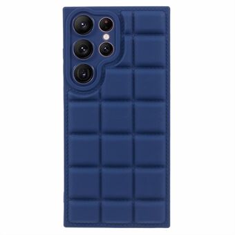 TPU Slim-Fit-deksel for Samsung Galaxy S22 Ultra 5G Case med grid-mønster og dunjakke-tekstur.