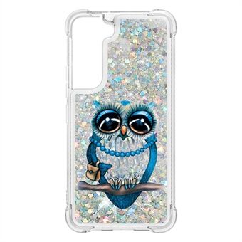 Glitter Quicksand Clear TPU-mønsterutskrift Beskyttende telefondeksel for Samsung Galaxy S22 5G