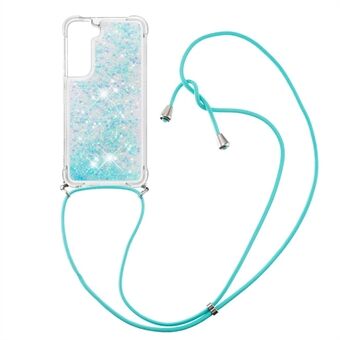 Glitter Quicksand Clear Myk TPU-telefonveske med justerbar snor for Samsung Galaxy S22 5G