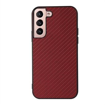 Karbonfibertekstur Dråpebestandig PU-skinnbelagt PC + TPU-telefondeksel for Samsung Galaxy S22 5G