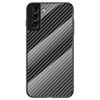 Karbonfibertekstur Tynn Lett herdet glassbakside Anti- Scratch PC+TPU-veske Beskyttende deksel for Samsung Galaxy S22 5G