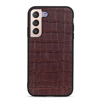 Crocodile Texture ekte skinnbelegg telefonveske PC + TPU beskyttelsesdeksel for Samsung Galaxy S22 5G