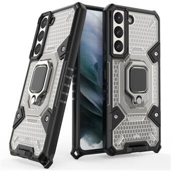 Ring Kickstand Anti- Scratch TPU + PC Combo telefonveske Beskyttende deksel for Samsung Galaxy S22 5G