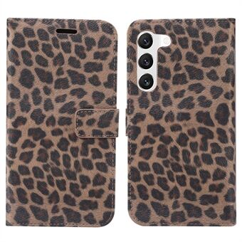 For Samsung Galaxy S22 5G Stilig Leopard Texture Lærveske Stand Lommebok Design Telefon Beskyttelsesdeksel