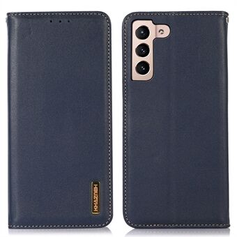 KHAZNEH For Samsung Galaxy S22 5G teksturert telefondeksel Magnetisk absorpsjon TPU-skall Ekte kuskinn Folio Flip-deksel med lommebok/ Stand