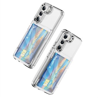 For Samsung Galaxy S22 5G Deksel TPU + Akryl Telefonbeskytter Kortholder Flipdeksel Stativ