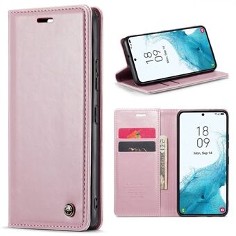 CASEME 003-serien for Samsung Galaxy S22 5G Fall Prevention PU Leather Folio Flip Telefonveske Waxy Texture Stand til lommebokstativ