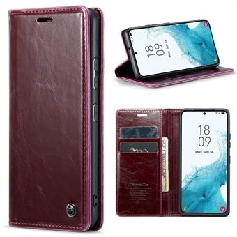 CASEME 003-serien for Samsung Galaxy S22 5G Fall Prevention PU Leather Folio Flip Telefonveske Waxy Texture Stand til lommebokstativ