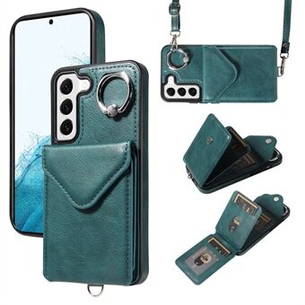 005 For Samsung Galaxy S22 5G Etui Litchi-tekstur Kortholdere Magnetisk Telefonbeskyttelsesdeksel