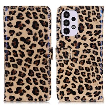 Leopardmønster Design Lommebok Stand Scratch PU Lær Folio Flip Cover for Samsung Galaxy A33 5G