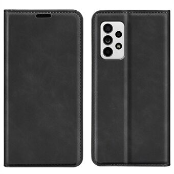 Automatisk lukkende magnetisk PU-skinnveske Stand Lommebok Ensfarget Skin-Touch Flip-telefondeksel for Samsung Galaxy A33 5G