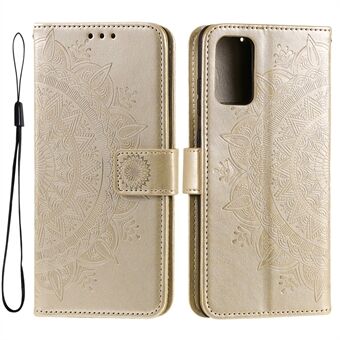 For Samsung Galaxy A33 5G påtrykt Mandala Flower PU-lærtelefonveske Stand Design Flip-deksel med stropp