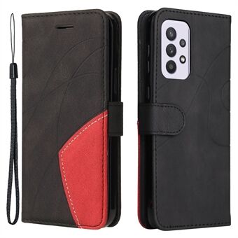 KT Leather Series-1 Tofarget skjøtedesign PU-skinn lommebokstativ Mobiltelefondeksel Stand med håndstropp for Samsung Galaxy A33 5G