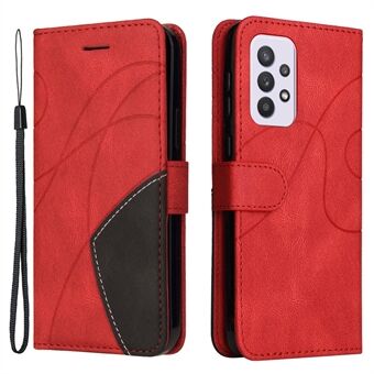 KT Leather Series-1 Tofarget skjøtedesign PU-skinn lommebokstativ Mobiltelefondeksel Stand med håndstropp for Samsung Galaxy A33 5G